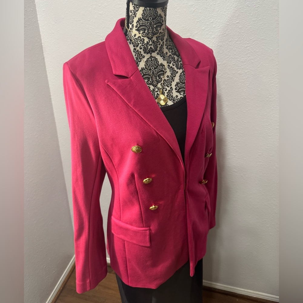 Stretchy Lane Bryant Fuchsia Blazer 💕 with Gold colored hardwear size 16